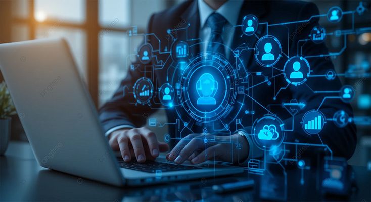 Visualisasi transformasi teknologi dalam manajemen SDM, menyoroti peran sertifikasi profesi dalam era digital di lingkungan kerja modern.